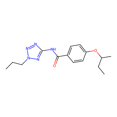 4-(butan-2-yloxy)-N-(2-propyl-2H-tetrazol-5-yl)benzamide structure