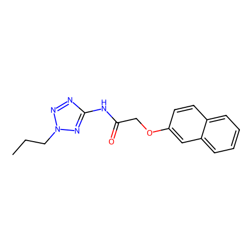 2-(2-naphthyloxy)-N-(2-propyl-2H-tetraazol-5-yl)acetamide structure