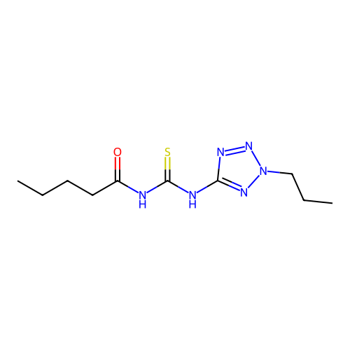 N-[(2-propyl-2H-tetrazol-5-yl)carbamothioyl]pentanamide structure
