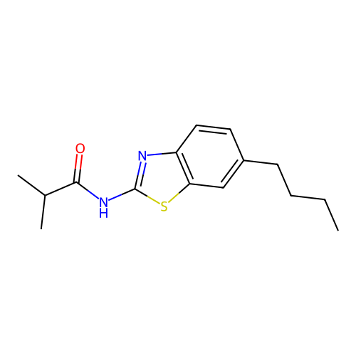 N-(6-butyl-1,3-benzothiazol-2-yl)-2-methylpropanamide structure