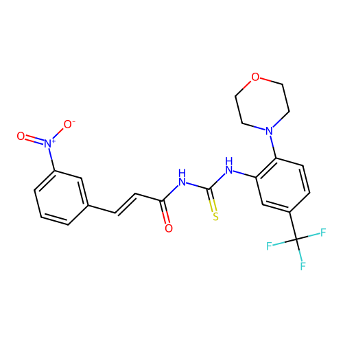 (E)-N-((2-morpholino-5-(trifluoromethyl)phenyl)carbamothioyl)-3-(3-nitrophenyl)acrylamide structure