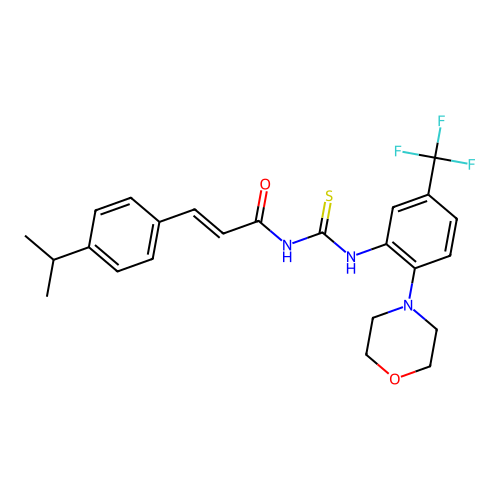 (2E)-N-{[2-(morpholin-4-yl)-5-(trifluoromethyl)phenyl]carbamothioyl}-3-[4-(propan-2-yl)phenyl]prop-2-enamide structure
