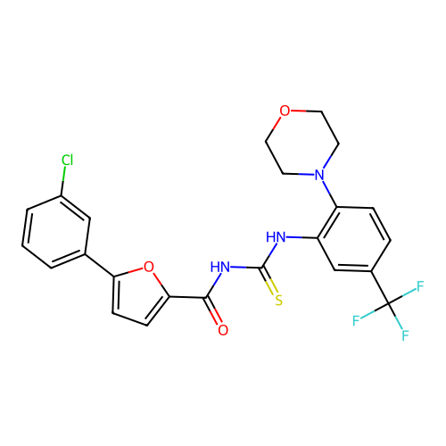 1-[5-(3-Chloro-phenyl)-furan-2-carbonyl]-3-(2-morpholin-4-yl-5-trifluoromethyl-phenyl)-thiourea structure