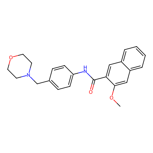 3-methoxy-N-[4-(morpholin-4-ylmethyl)phenyl]naphthalene-2-carboxamide structure