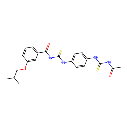 N-((4-(3-acetylthioureido)phenyl)carbamothioyl)-3-isobutoxybenzamide structure