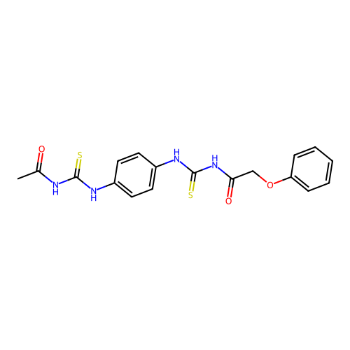 N-((4-(3-acetylthioureido)phenyl)carbamothioyl)-2-phenoxyacetamide structure