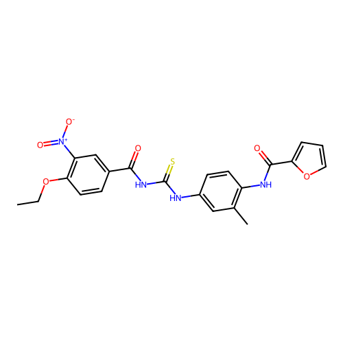 N-(4-(3-(4-ethoxy-3-nitrobenzoyl)thioureido)-2-methylphenyl)furan-2-carboxamide structure