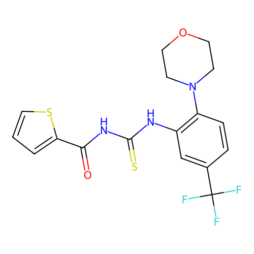 N-{[2-(morpholin-4-yl)-5-(trifluoromethyl)phenyl]carbamothioyl}thiophene-2-carboxamide structure