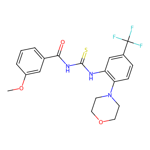 3-methoxy-N-((2-morpholino-5-(trifluoromethyl)phenyl)carbamothioyl)benzamide structure