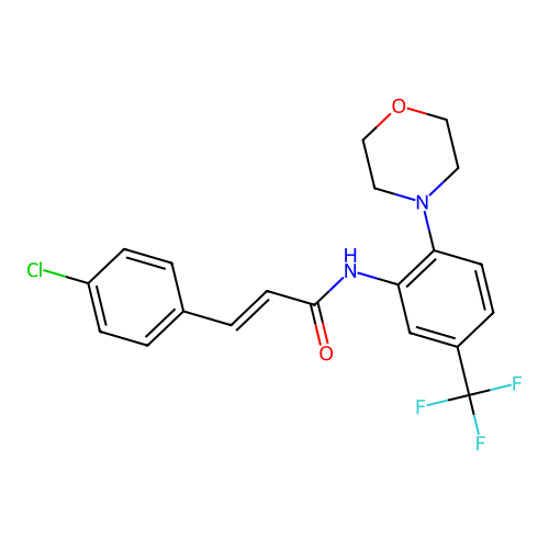 (2E)-3-(4-chlorophenyl)-N-[2-(morpholin-4-yl)-5-(trifluoromethyl)phenyl]prop-2-enamide structure