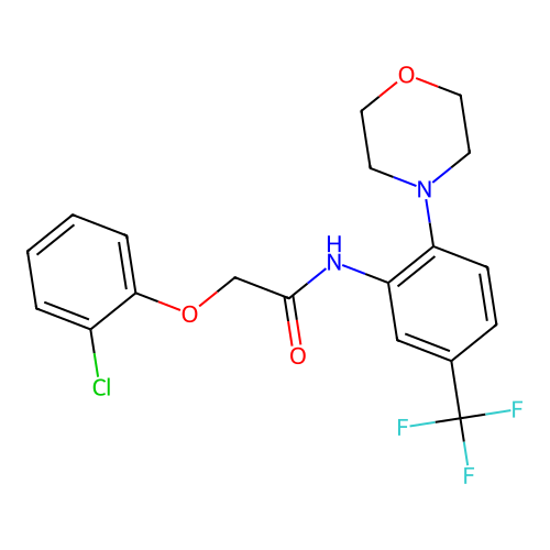 2-(2-chlorophenoxy)-N-[2-morpholin-4-yl-5-(trifluoromethyl)phenyl]acetamide structure