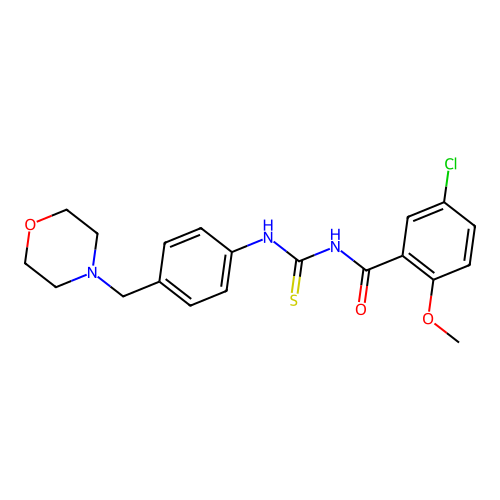 5-chloro-2-methoxy-N-{[4-(morpholin-4-ylmethyl)phenyl]carbamothioyl}benzamide structure