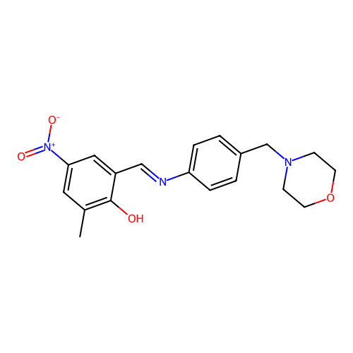 2-methyl-6-[(E)-{[4-(morpholin-4-ylmethyl)phenyl]imino}methyl]-4-nitrophenol structure