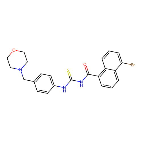 5-bromo-N-((4-(morpholinomethyl)phenyl)carbamothioyl)-1-naphthamide structure