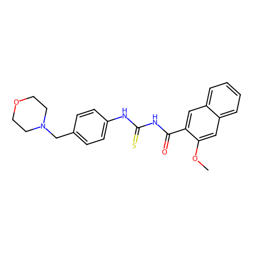 3-methoxy-N-((4-(morpholinomethyl)phenyl)carbamothioyl)-2-naphthamide structure