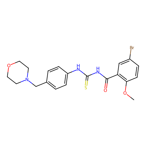 5-bromo-2-methoxy-N-{[4-(morpholin-4-ylmethyl)phenyl]carbamothioyl}benzamide structure