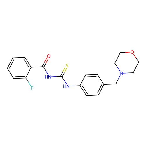 2-fluoro-N-{[4-(morpholin-4-ylmethyl)phenyl]carbamothioyl}benzamide structure