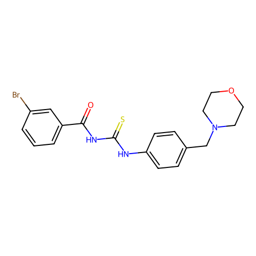 3-bromo-N-{[4-(morpholin-4-ylmethyl)phenyl]carbamothioyl}benzamide structure