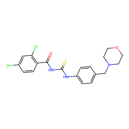 2,4-dichloro-N-{[4-(morpholin-4-ylmethyl)phenyl]carbamothioyl}benzamide structure
