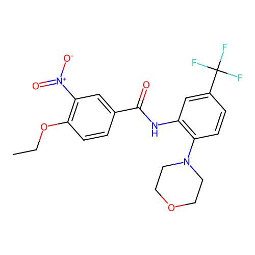 4-ethoxy-N-[2-(morpholin-4-yl)-5-(trifluoromethyl)phenyl]-3-nitrobenzamide structure