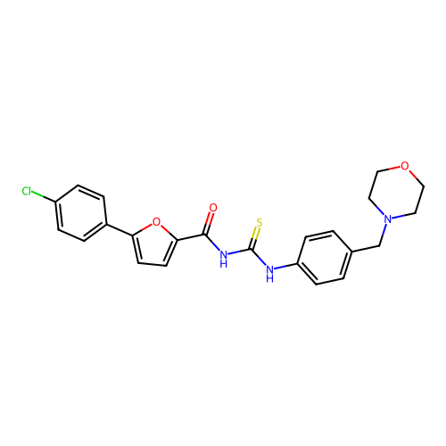 5-(4-chlorophenyl)-N-{[4-(morpholin-4-ylmethyl)phenyl]carbamothioyl}furan-2-carboxamide structure