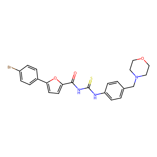 1-[5-(4-Bromo-phenyl)-furan-2-carbonyl]-3-(4-morpholin-4-ylmethyl-phenyl)-thiourea structure