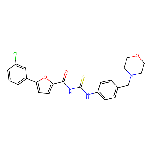 1-[5-(3-Chloro-phenyl)-furan-2-carbonyl]-3-(4-morpholin-4-ylmethyl-phenyl)-thiourea structure