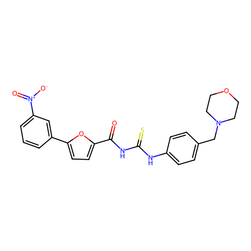 N-((4-(morpholinomethyl)phenyl)carbamothioyl)-5-(3-nitrophenyl)furan-2-carboxamide structure