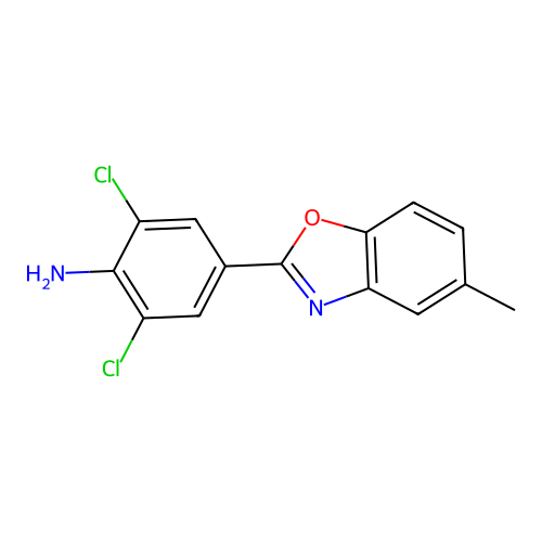 [2,6-Dichloro-4-(5-methyl-1,3-benzoxazol-2-yl)phenyl]amine structure