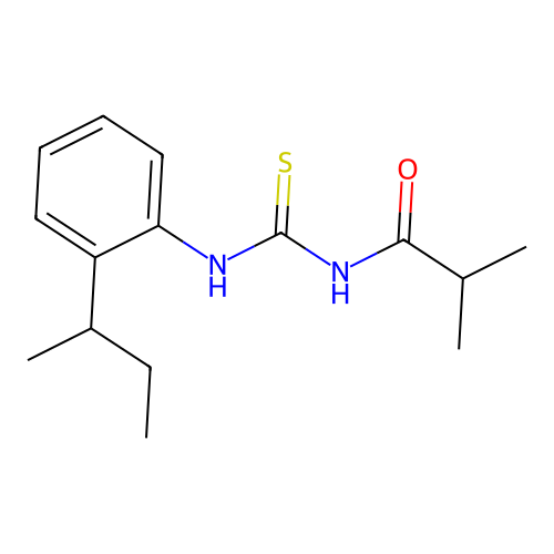 N-{[2-(butan-2-yl)phenyl]carbamothioyl}-2-methylpropanamide structure