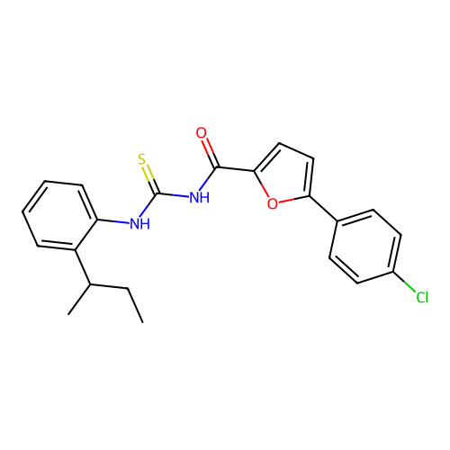 N-{[2-(butan-2-yl)phenyl]carbamothioyl}-5-(4-chlorophenyl)furan-2-carboxamide structure