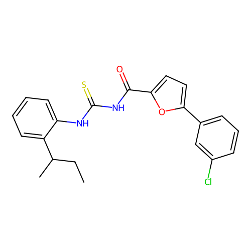 N-{[2-(butan-2-yl)phenyl]carbamothioyl}-5-(3-chlorophenyl)furan-2-carboxamide structure