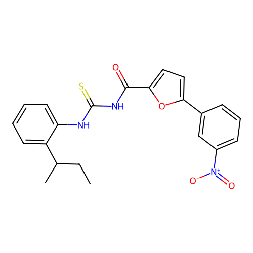 N-{[2-(butan-2-yl)phenyl]carbamothioyl}-5-(3-nitrophenyl)furan-2-carboxamide structure