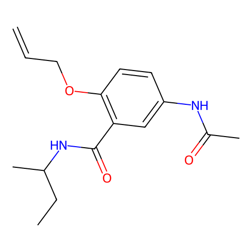 Benzamide, 5-acetamido-2-allyloxy-N-sec-butyl- structure