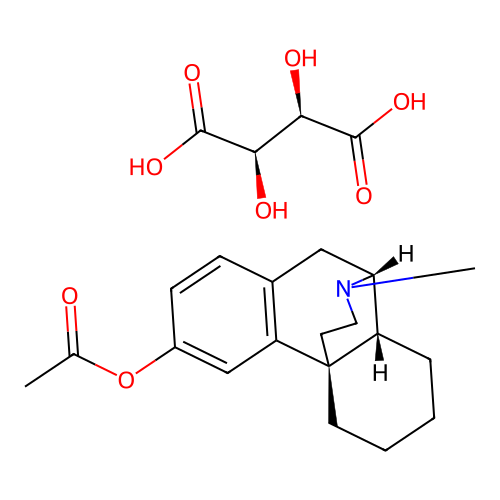 Morphinan-3-ol, 17-methyl-, acetate (ester), tartrate, (-)- structure