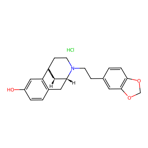 Morphinan-3-ol, 17-(3,4-methylenedioxy)phenethyl-, hydrochloride, (-)- structure