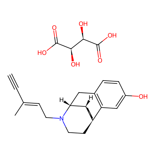 Morphinan-3-ol, 17-(3-methylpent-2-en-4-ynyl)-, tartrate, (-)- structure