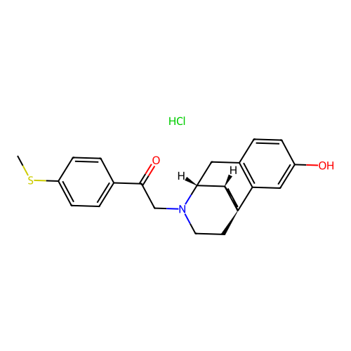 Morphinan-3-ol, 17-(p-methylthio)phenacyl-, hydrochloride, (-)- structure