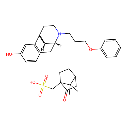 Morphinan-3-ol, 17-(3-phenoxypropyl)-, camphorsulfonate, (-)- structure