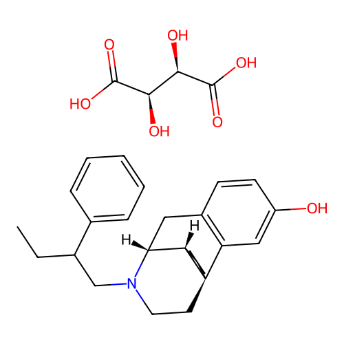 Morphinan-3-ol, 17-(2-phenylbutyl)-, tartrate, (-)- structure
