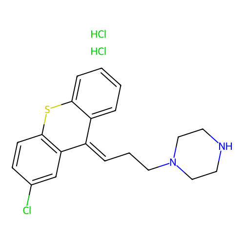 Thioxanthene, 2-chloro-9-((3-piperazinyl)propylidene)-, dihydrochloride structure