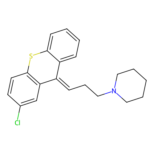 Thioxanthene, 2-chloro-9-(3-(1-azacyclohexyl)propylidene)-, (E)- structure