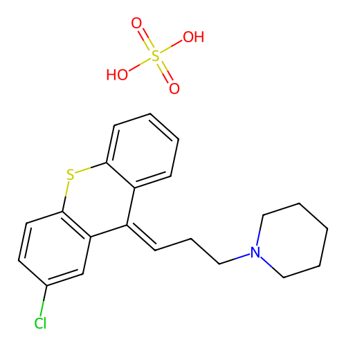 Thioxanthene, 2-chloro-9-(3-(piperidino)propylidene)-, hydrogen sulfate, (E)- structure