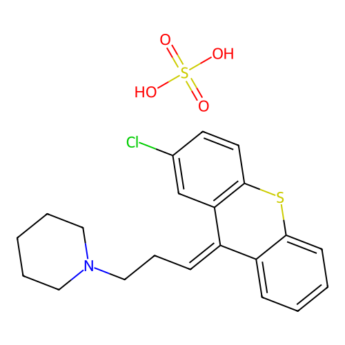 Thioxanthene, 2-chloro-9-(3-(piperidino)propylidene)-, hydrogen sulfate, (Z)- structure