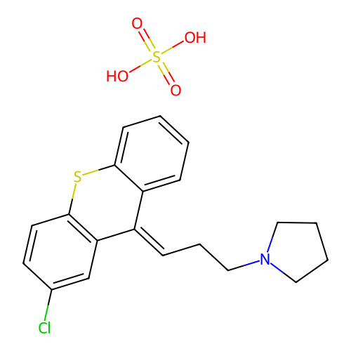 Thioxanthene, 2-chloro-9-(3-(pyrrolidinyl)propylidene)-, hydrogen sulfate, (E)- structure