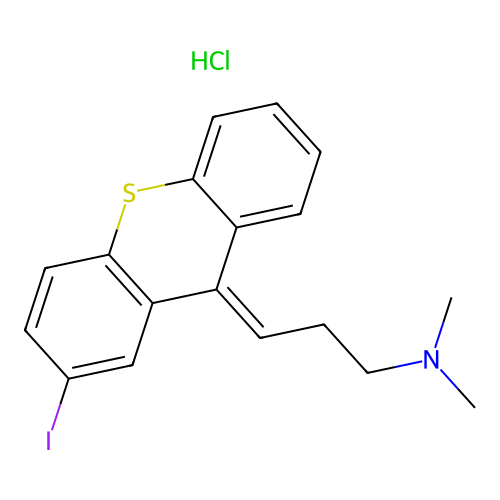 Thioxanthene, 9-(3-(dimethylamino)propylidene)-2-iodo-, hydrochloride, (E)- structure