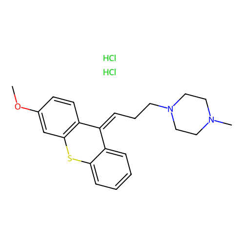 Thioxanthene, 3-methoxy-9-(3-(4-methylpiperazinyl)propylidene)-, dihydrochloride structure