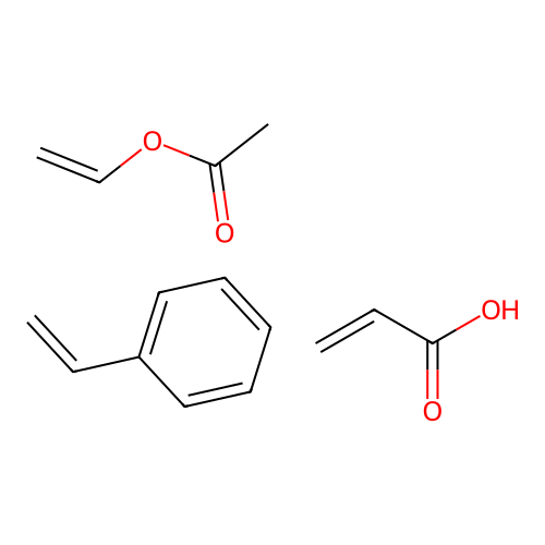Ethenyl acetate;prop-2-enoic acid;styrene structure