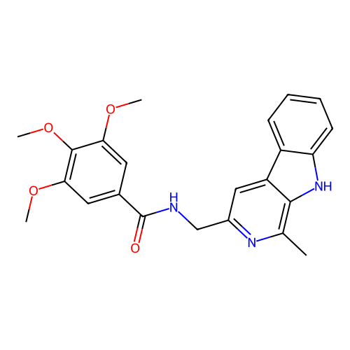 9H-Pyrido(3,4-b)indole, 1-methyl-3-(3,4,5-trimethoxybenzamido)methyl- structure