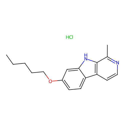 9H-Pyrido(3,4-b)indole, 1-methyl-7-pentyloxy-, hydrochloride structure